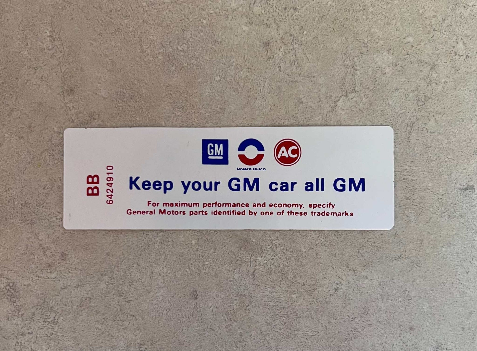 Buick GS Gran Sport 1968 350 2V Decal Keep Your GM Car All GM New Old Stock Relic has been safely stored away for decades and measures approximately 1.5 inch x 4.25