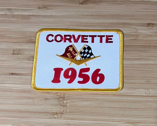 Corvette 1956 Cross Flags Logo Vintage Patch NOS Excellent Condition Relic has been safely stored away for decades and measures approximately 4 x 3.25 inches