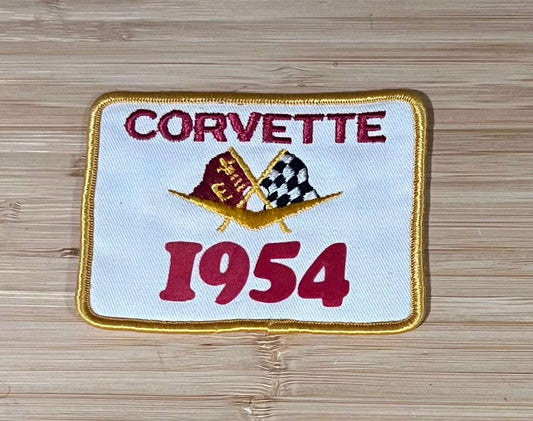 Corvette 1954 Cross Flags Logo Vintage Patch NOS Excellent Condition Relic has been safely stored away for decades and measures approximately 4 x 3.25 inches