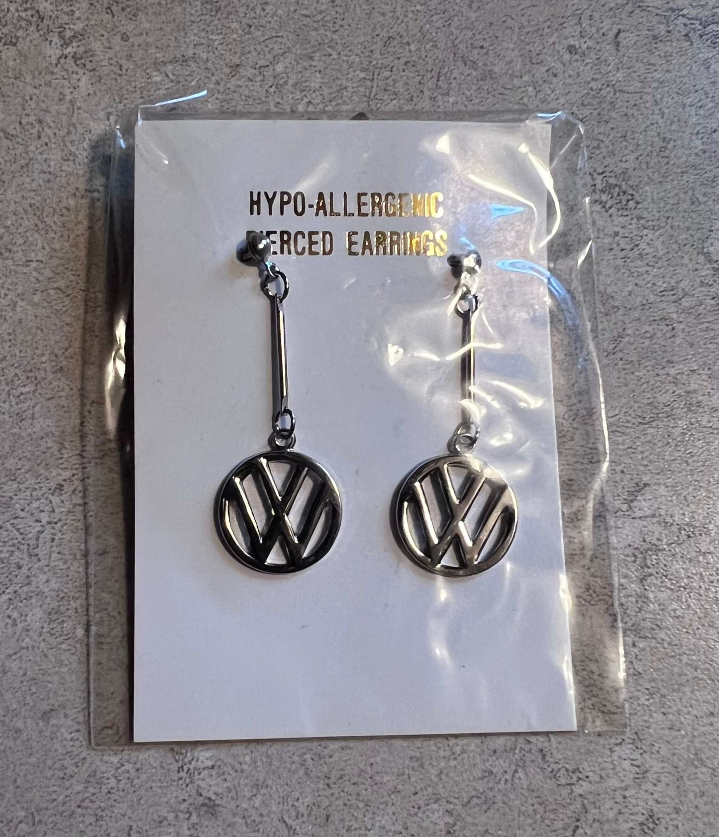Volkswagen VW Silver Color Earrings Pair Post Hypo Allergenic Accessories EXC Relic has been store safely away for decades and will be a great compliment to your classic
