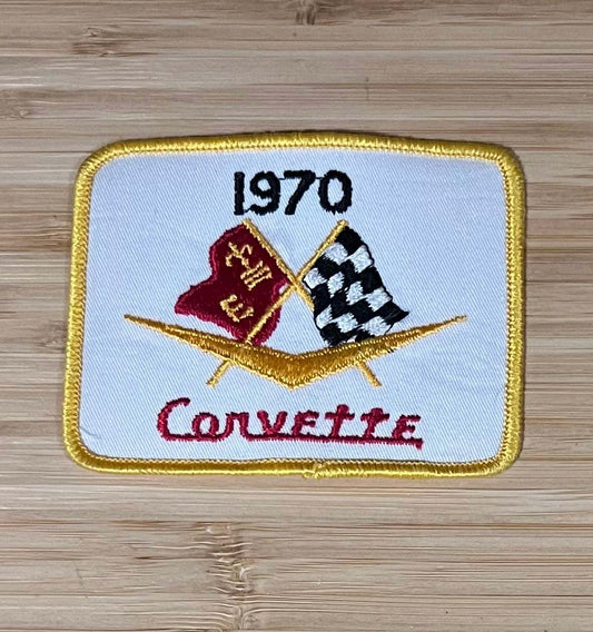 Corvette 1970 Cross Flags Logo Vintage Patch NOS Excellent Condition Relic has been safely stored away for decades and measures approximately 4 x 3.25 inches