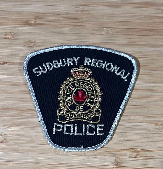Sudbury Regional Police Vintage Glitter Patch NOS Unique and Very Rare Relic has been safely stored away for decades and the badge measures approx 4 in x 4 in widest