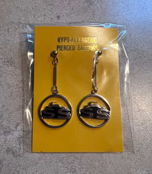 Impala SS Silver Color Earrings Logo Pair Post Hypo Allergenic Accessories EXC Relic has been store safely away for decades and will be a great compliment to your classic