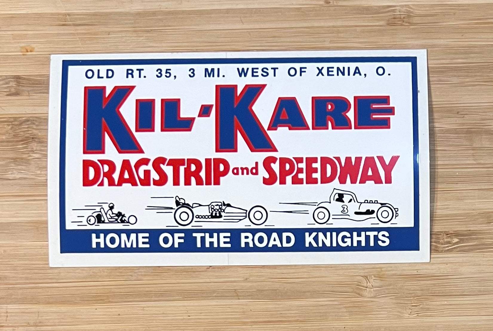 Kil Kare Dragstrip and Speedway Racing Decal Restoration New Old Stock Relic has been store safely away for decades and measures approximately 3 inches x 3.5 inches