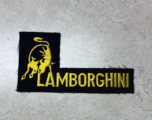 Lamborghini Logo Lettering Patch Very Rare Mint New Old Stock EXC Auto Relic has been safely stored away for decades and is lasered item and measures approx 2 in x 4