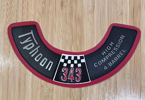 American Motors AMX 1967-69 Typhoon 343 HC 4 Barrel Air Cleaner Decal