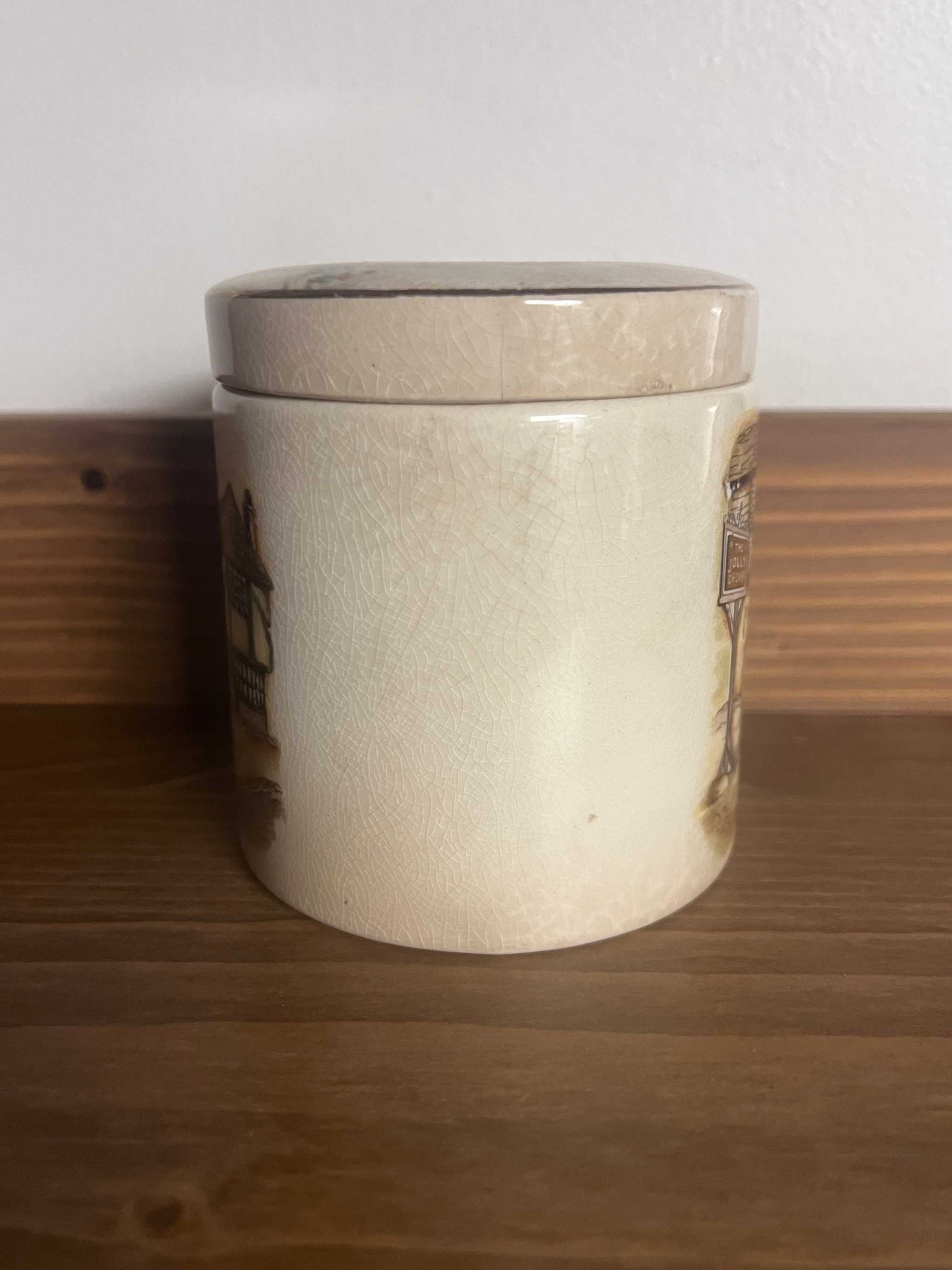 Frank Cooper Staffordshire Porcelain Tea Jar English with lid. This piece is in good vintage condition. Very well cared for and ready to be loved again