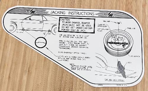 American Motors 1970 AMX Javelin Jack Inst With Space Saver Decal