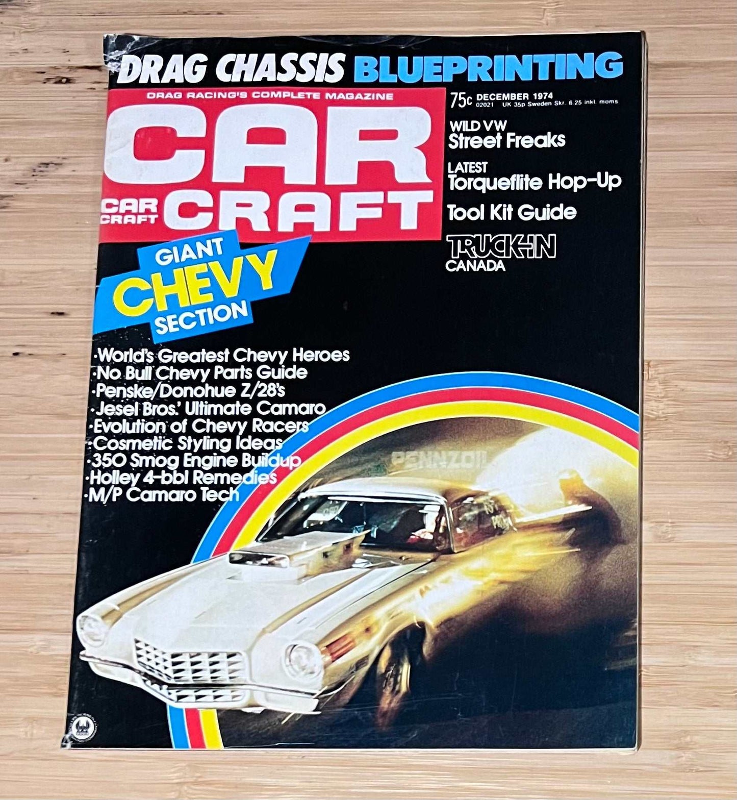 Car Craft December 1974 Magazine Eclectic Collection Featured Drag Chassis Relic has been store safely away for decades and also features Giant Chevy Section Wild VW