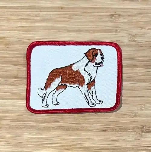 Saint Bernard Vintage Patch Rectangle Dog Animals Canine EXC Stitching NOS Item measures approximately 4 inches x 3 inches, Rectangle detailed stitching