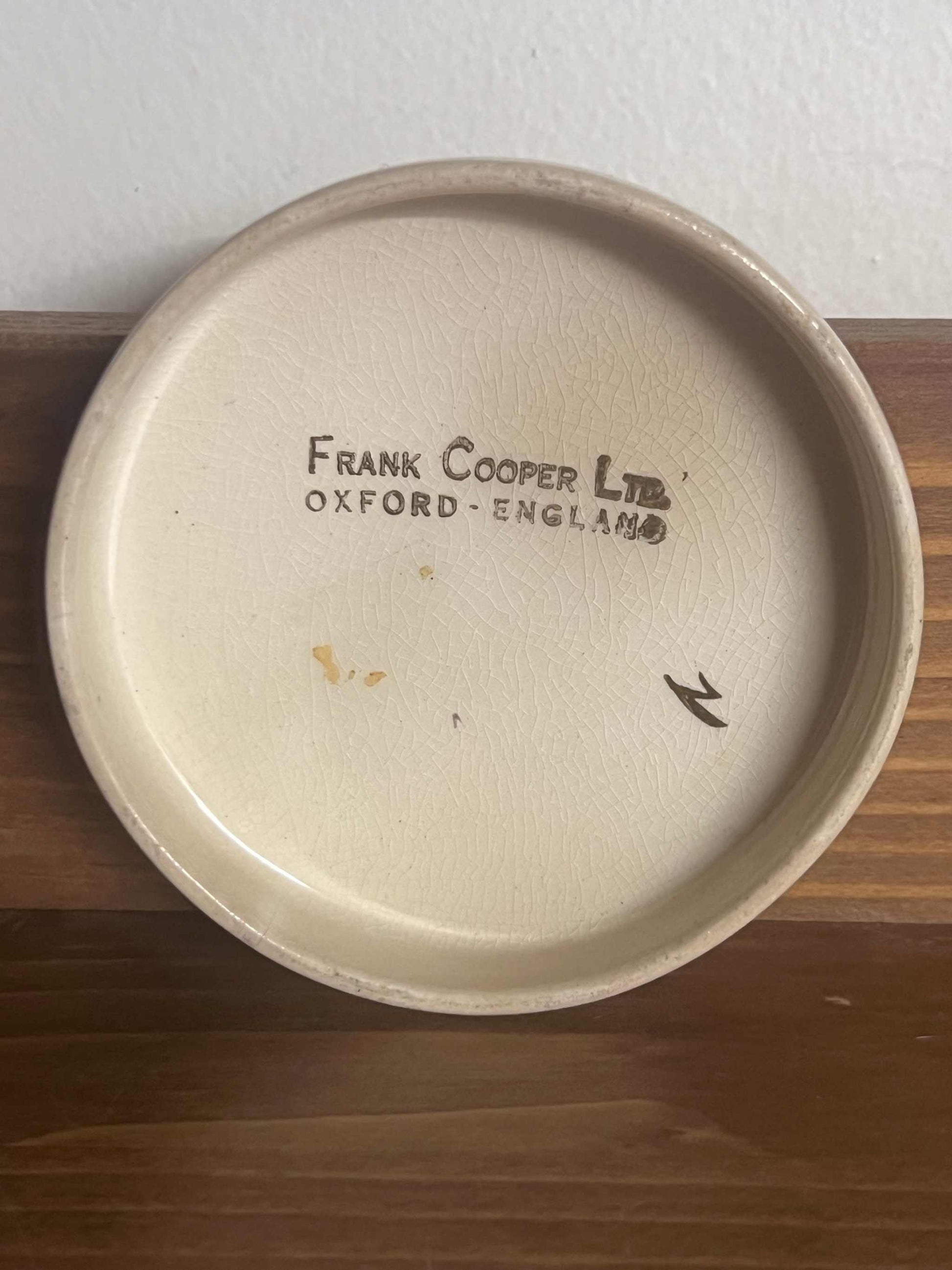Frank Cooper Staffordshire Porcelain Tea Jar English with lid. This piece is in good vintage condition. Very well cared for and ready to be loved again