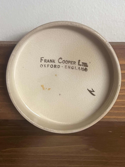 Frank Cooper Staffordshire Porcelain Tea Jar English with lid. This piece is in good vintage condition. Very well cared for and ready to be loved again