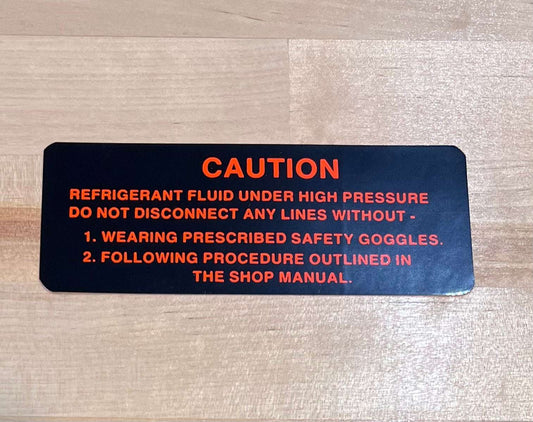 Cadillac 1952-63 Air Conditioning Compressor Caution Decal Restoration EXC