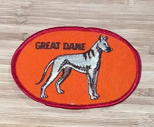 Great Dane Vintage Patch Oval Dog Animals Canine Excellent Stitching NOS Item measures approximately 4.5 inches x 3 inches, OVAL detailed stitching