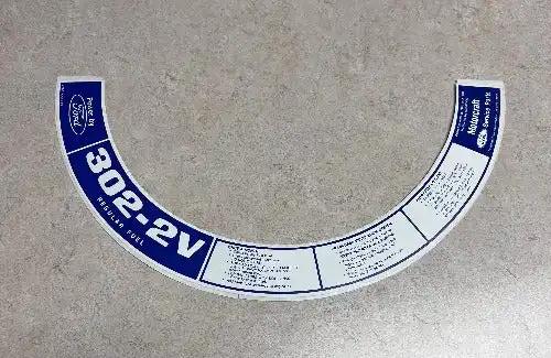 Ford 302 2V Regular Fuel Decal Air Cleaner 1973