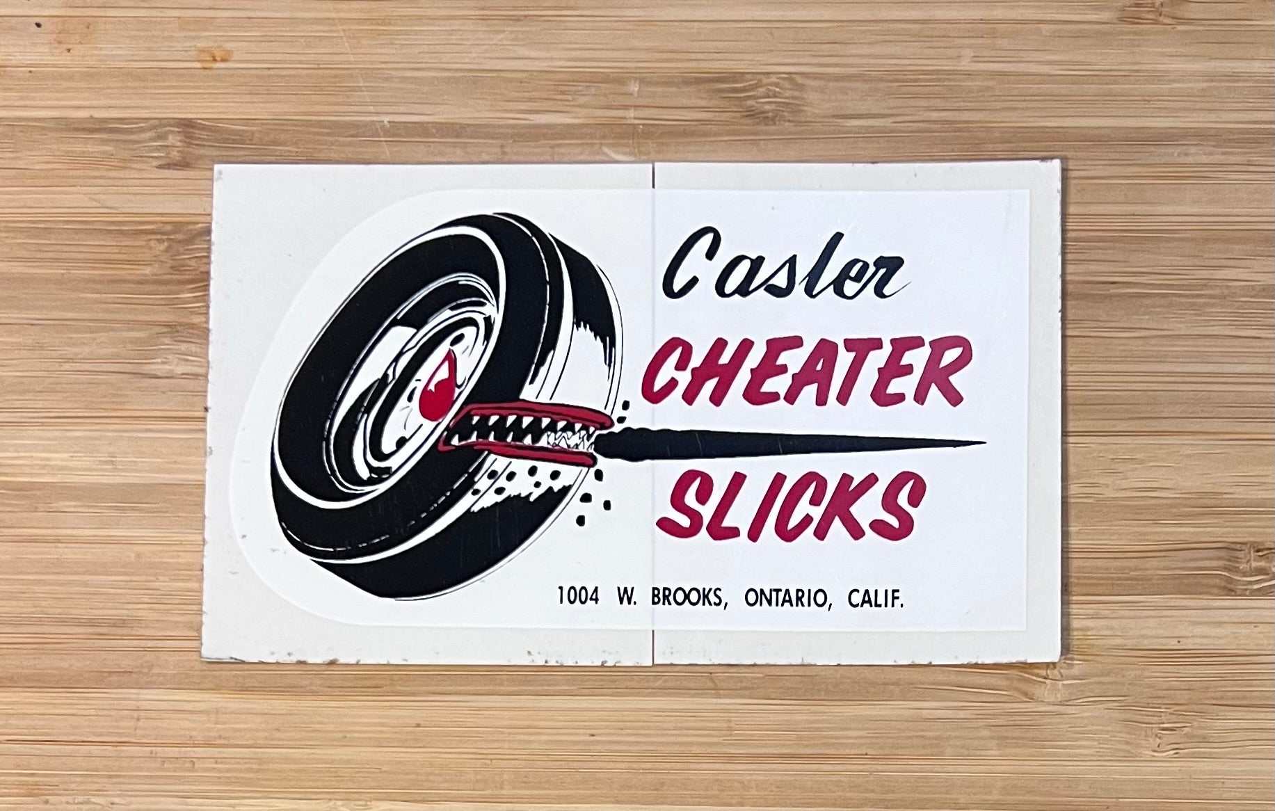 Casler Cheater Slicks Window Racing Decal Vintage Tire Racing Restoration Relic has been store safely away for decades and measures approximately 3 inches x 3.5 inch