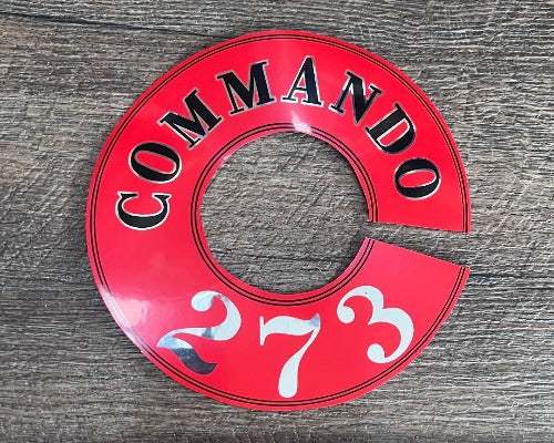 COMMANDO 273 Decal Red Metallic 1964-196 Mopar PLYMOUTH CUDA VALIANT Air Cleaner LID Decal