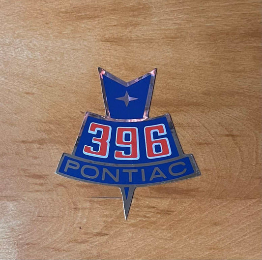Pontiac Canada 396 Crest 1965-68 Air Cleaner Decal NOS EXC Restoration Condition relic has been safely stored away for decades and measures approx 3.75 inches by 4