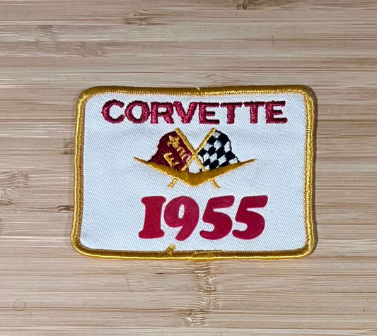 Corvette 1955 Cross Flags Logo Vintage Patch NOS Excellent Condition Relic has been safely stored away for decades and measures approximately 4 x 3.25 inches