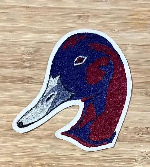 Mallard Duck Die Cut Head Shot Vintage Patch Animals EXC Stitching NOS  Item measures approximately 4.5 inches x 5 inches, detailed stitching and in excellent 