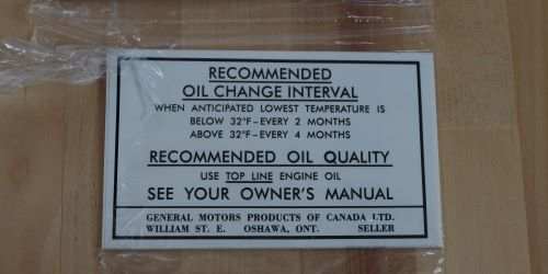 RECOMMENDED OIL CHANGE INTERVAL Decal 1968-1971 GM Officially licensed PETRO