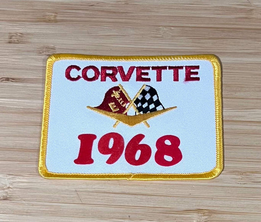 Corvette 1968 Cross Flags Logo Vintage Patch NOS Excellent Condition Relic has been safely stored away for decades and measures approximately 4 x 3.25 inches