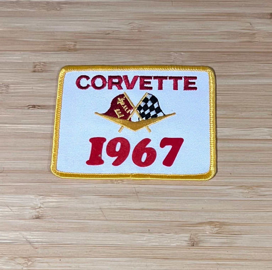 Corvette 1967 Cross Flags Logo Vintage Patch NOS Excellent Condition Relic has been safely stored away for decades and measures approximately 4 x 3.25 inches