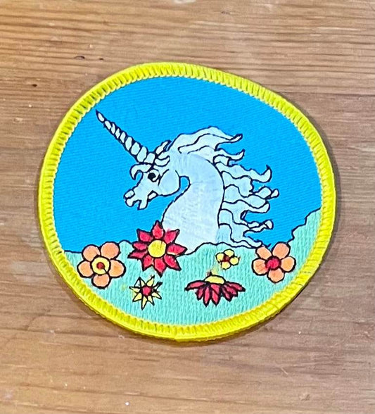 Unicorn and Flowers in a Field Vintage Patch