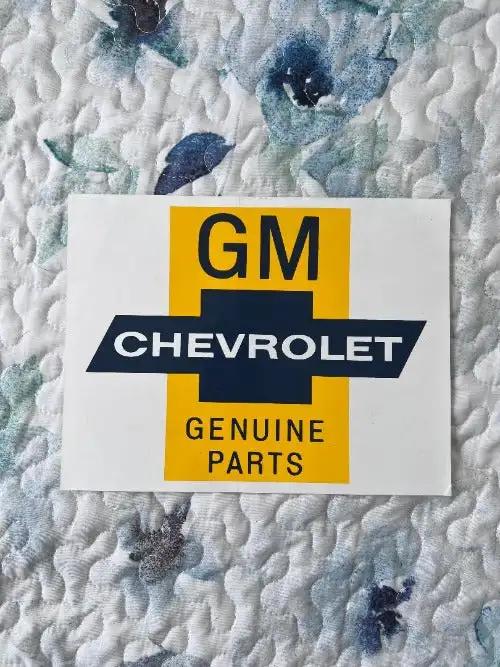 GM Chevrolet Genuine Parts DECAL MINT NOS ITEM L@@K Officially GM Licensed. This is a approx 6.75 inches by 9 inches in length.  Crest logo centered, great detail