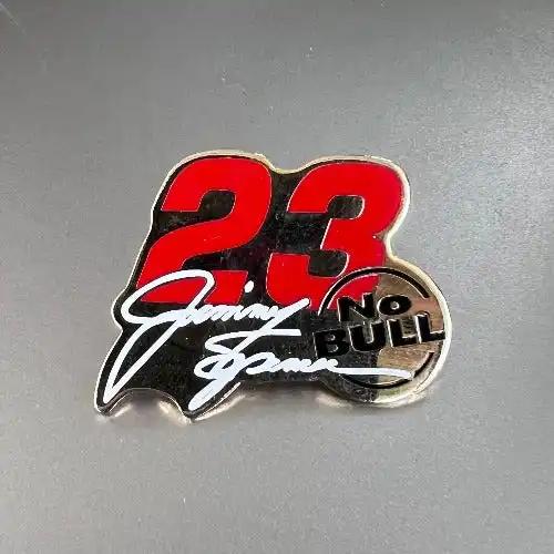 Jimmy Spencer NO BULL 23 NASCAR Logo Pin Detailed Mint NOS This oddly shaped pin is approximately 1x1 inch, painted on gold metal and looks fantastic!!  
 Automotive PG Relics