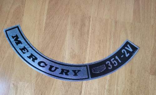 Mercury 351 2V DECAL Black Silver Metallic Top Air Cleaner 1969-1971 Cougar Auto Officially Licensed