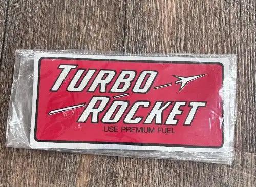 Oldsmobile Turbo Rocket Fuel Decal 1962-1963 New Old Stock Mint Item. This relic has been stored for decades and measures 3 inches in width by 6 inches in length.