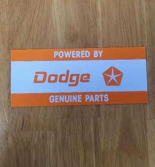 Powered by DODGE Genuine Parts Decal Pentastar Orange MOPAR Plymouth Chrysler Rectangle Auto