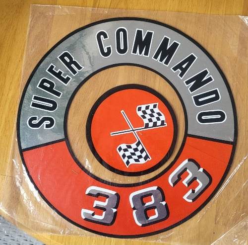 383 Sticker 383 Super Commando DECAL Silver Orange Metallic Top LID Air Cleaner ...