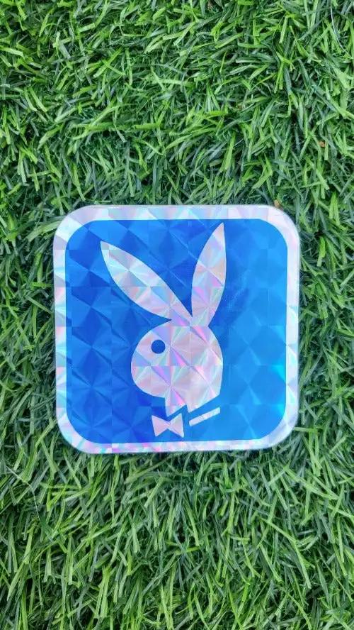 PLAYBOY BUNNY DECAL BLUE CHARACTER PLAYBOY BOWTIE LOGO MINT Vintage. Measuring 3 inch square, iridescent blue coloring, the bowtie PLAYBOY BUNNY logo. EXC NOS Item