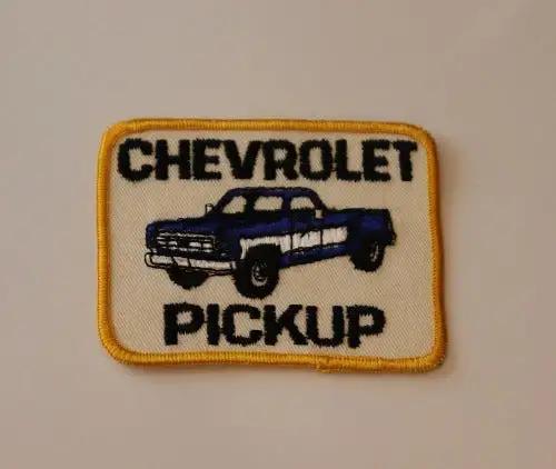 CHEVROLET PICKUP TRUCKS PATCH NOS VINTAGE EXC CHEVY TRUCKS measuring 4 x 3 inches.  A great piece to add to your vintage pickup. CHEVROLET Heartbeat of Pickup Trucks