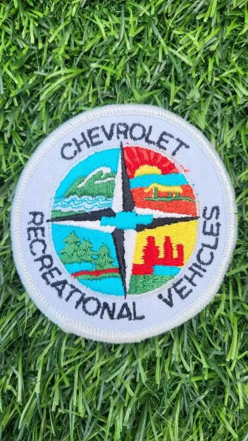 CHEVROLET RECREATIONAL VEHICLES Patch Camping Nature Road Trips RV EXC. Measuring 3 inch circle, this CHEVROLET RECREATIONAL VEHICLES patch has a great roadtrip