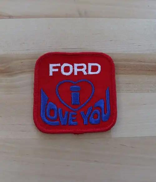 FORD I LOVE YOU Patch 1970s Style Auto Patch N.O.S. Exc Vintage Retro gorgeous FORD I LOVE YOU Patch stitched measures approximately 3 inches square unique item