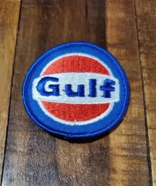 Vintage GULF Logo Racing Patch Gas PETRO Oil Mint New Old Stock Item Relic has been stored safely away for decades and measures approximately 2.5 inch circle detail