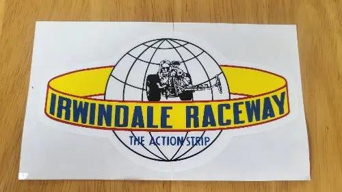 Irwindale Raceway Decal Dragstrip Global Auto Racing N.O.S. Mint Item. This relic has been stored for decades and the oval measure 2.75 in width x 3.5 in length.