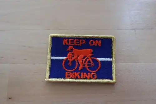 Biking Sport KEEP ON BIKING PATCH MINT VINTAGE EXC NOS Cycling Patch Item measures 3 in x 2 in, detailed stitching, KEEP ON BIKING design Great sport and healthy