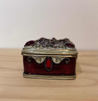Vintage Enamelware Trinket Box Ornate Embellishments
