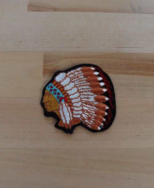 NATIVE AMERICAN HEAD DRESS CHIEF Character PATCH Vintage Web Stitched MINT GORGEOUS