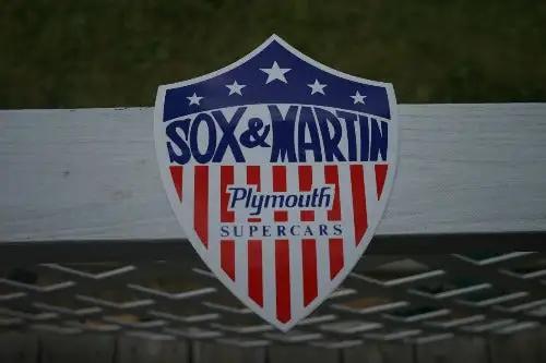 Plymouth SOX and MARTIN DECAL SUPERCARS Patriotic Shield Logo NOS Item Measures approximately 8 x 5.5 inches decades of hobby collection gone wild is your gain
